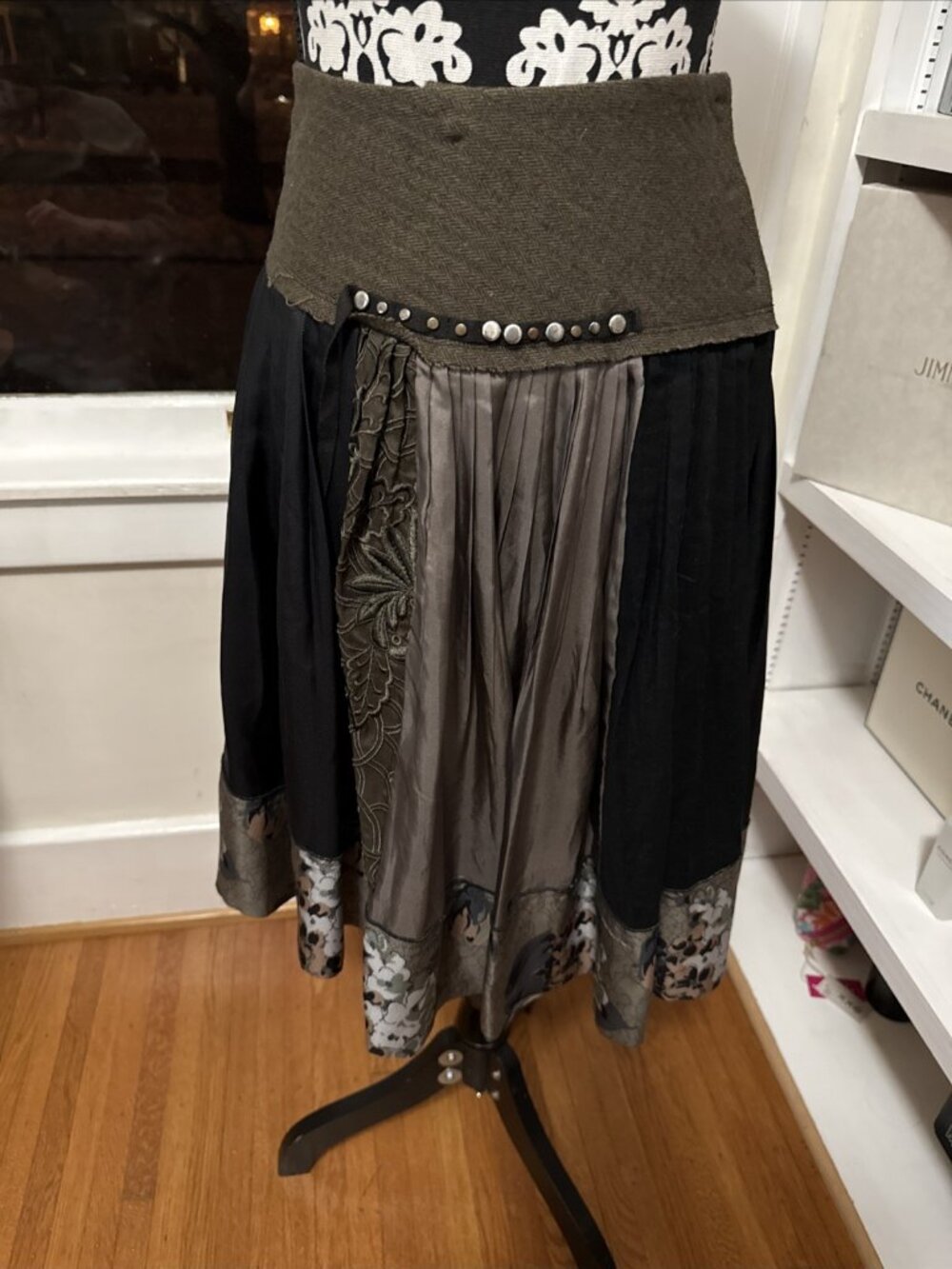 BIYA Silk Tri ThreeTone Johnny Was Silk Size Small Bohemian Skirt Artistic - Picture 1 of 11